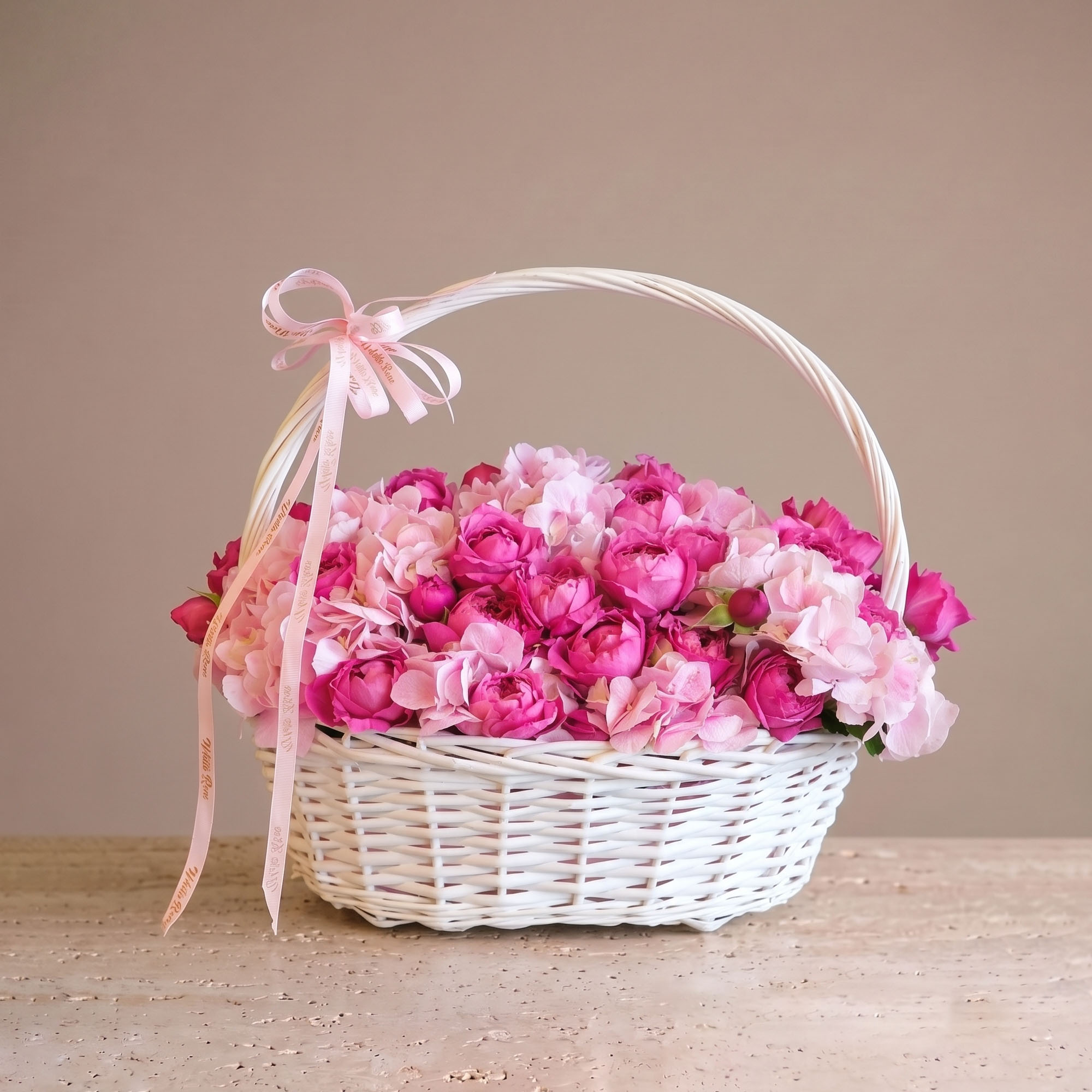 Pink blooms basket