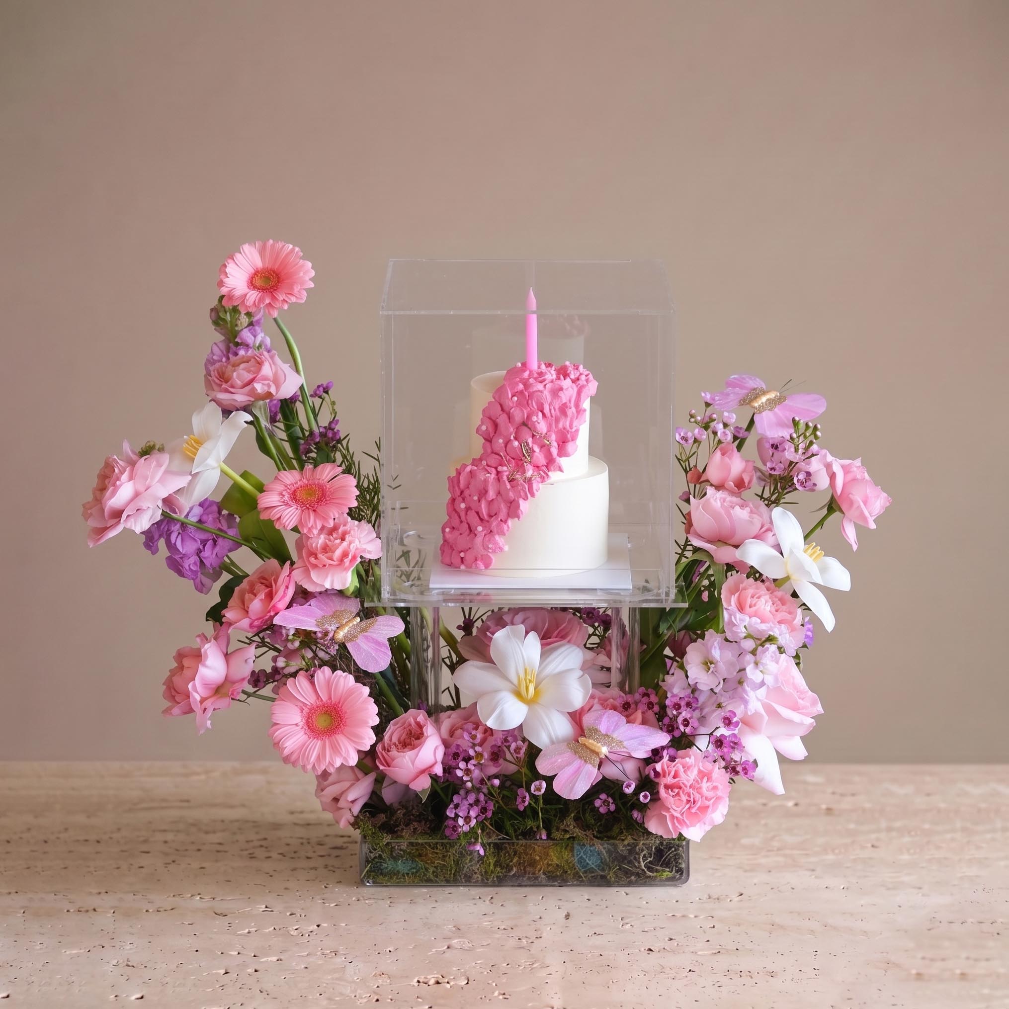 Pink Floral Birthday Cake